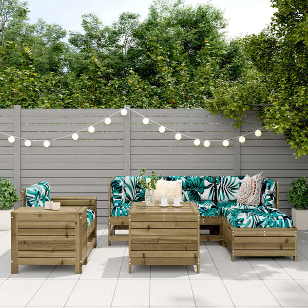 vidaXL 7-tlg. Garten-Sofagarnitur Kiefernholz Impr&auml;gniert