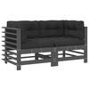 vidaXL Ecksofas mit Kissen 2 Stk. Grau Massivholz Kiefer