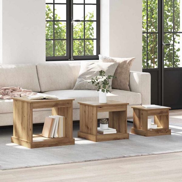vidaXL Couchtisch 3 pcs Artisan-Eiche Holzwerkstoff
