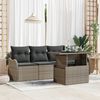 vidaXL Garten-Sofa-Set mit Kissen mit Kissen 5 pcs Grau Poly Rattan