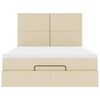 vidaXL Ottoman-Bett mit Matratze & LEDs Creme 140x190 cm Stoff