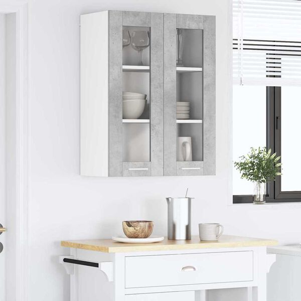 vidaXL H&auml;ngeschrank mit T&uuml;r Beton Grau 60 x 31 x 80 cm Holzwerkstoff