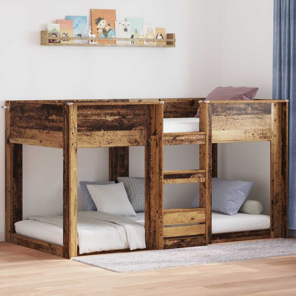 vidaXL Etagenbett f&uuml;r Kinder Altholz 90 x 200 cm Holzwerkstoff