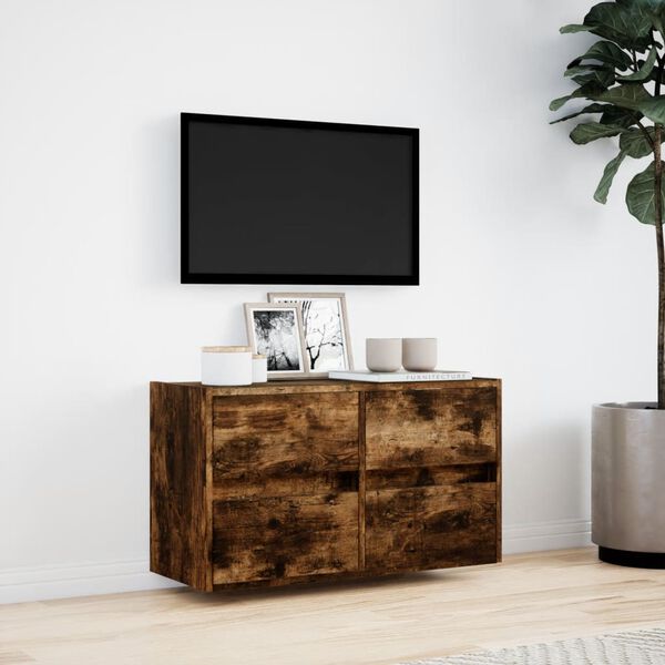 vidaXL TV-Wandschrank mit LED-Beleuchtung Räuchereiche 80x31x45 cm