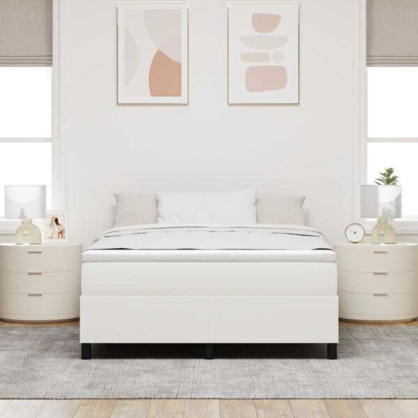 vidaXL Boxspringbett Creme und Wei&szlig; 140 x 200 cm Cordstoff