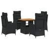 vidaXL 5-tlg. Garten-Essgruppe mit Kissen Schwarz Poly Rattan