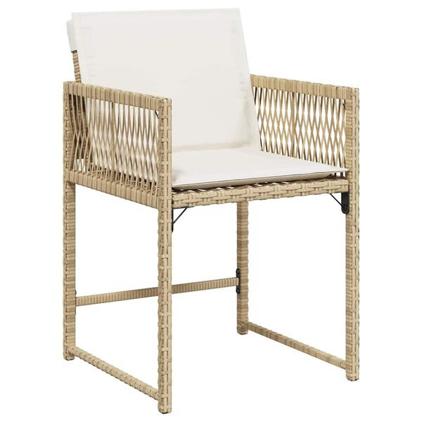 vidaXL Gartenstühle mit Kissen 4 Stk. Beige Poly Rattan