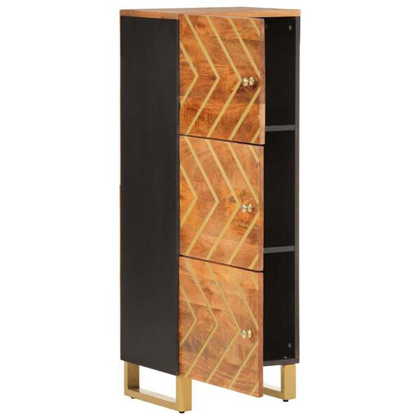 vidaXL Highboard Braun und Schwarz 40x33,5x110 cm Massivholz Mango