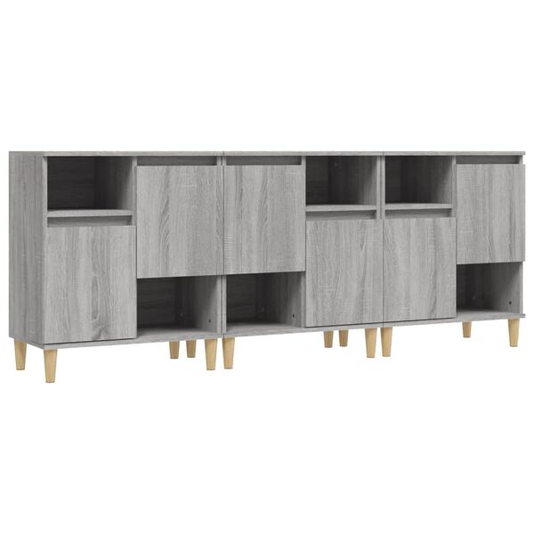 vidaXL Sideboards 3 Stk. Grau Sonoma 60x35x70 cm Holzwerkstoff