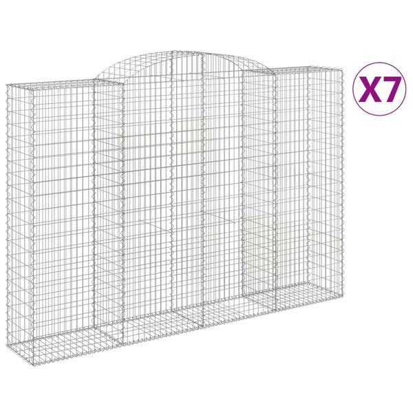 vidaXL Gabionen mit Hochbogen 7 Stk. 300x50x200/220cm Verzinktes Eisen