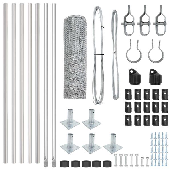 vidaXL Zaunpfosten Silber 10 x 0,6 m (13 mm Maschen) Stahl