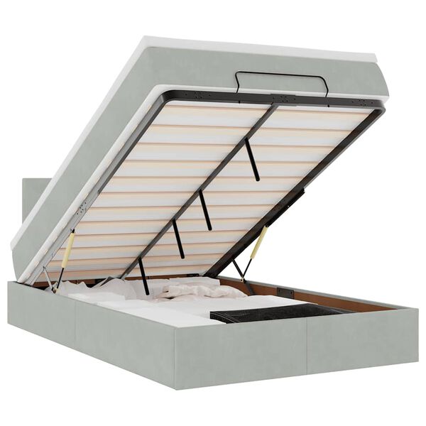 vidaXL Ottoman-Bett mit Matratze Hellgrau 120x200 cm Samt