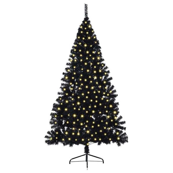 vidaXL K&uuml;nstlicher vorbeleuchteter Weihnachtsbaum Schwarz 240 cm PVC