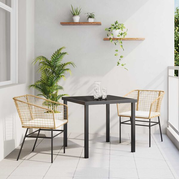 vidaXL Garten Essgruppe 3 pcs Braun Poly-Rattan