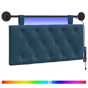 vidaXL H&auml;ngendes Kopfteil Mit LED Licht Blau Samt