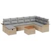 vidaXL Gartensofa-set mit Kissen mit Speicher 9 pcs Beige Poly Rattan