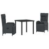 vidaXL Garten Essgruppe 3 Stk. Schwarz Poly-Rattan