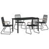 vidaXL Garten Essgruppe 5 pcs Schwarz Pulverbeschichteter Stahl