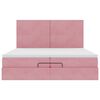 vidaXL Ottoman-Bett mit Matratzen Rosa 200x200 cm Samt