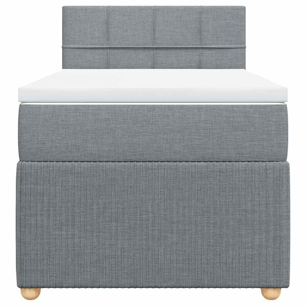vidaXL Boxspringbett mit Matratze Hellgrau 100x200 cm Stoff