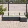 vidaXL Sofa Set mit Kissen 5 pcs Schwarz und Wei&szlig; Poly-Rattan