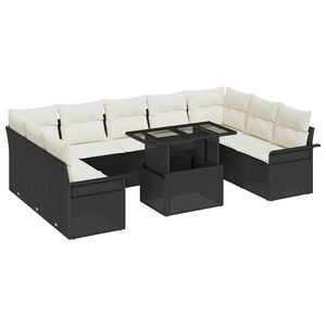 vidaXL Gartensofa-set 10 stk. Schwarz Poly Rattan