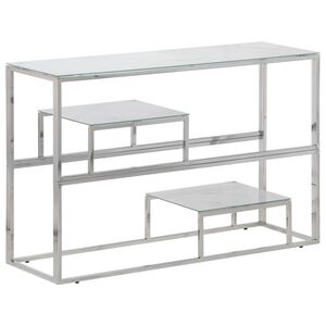 vidaXL Konsolentisch Silbern Edelstahl und Hartglas