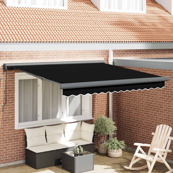 vidaXL Einziehbare Markise Schwarz 300 x 250 cm Stoff und Metall