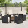 vidaXL Garten Essgruppe mit Kissen 5 pcs Schwarz Poly-Rattan