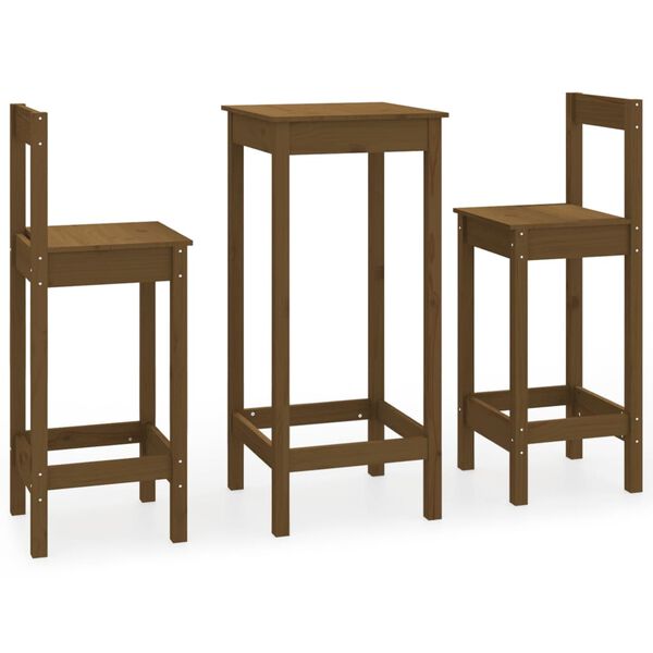vidaXL 3-tlg. Bar-Set Honigbraun Massivholz Kiefer