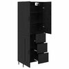 vidaXL Highboard 2 pcs Schwarz Eichen-Optik Engineered Wood und Glas