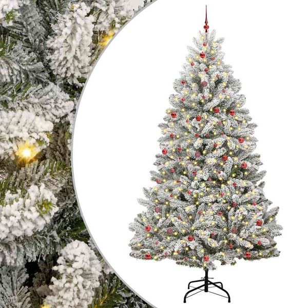 vidaXL K&uuml;nstlicher Weihnachtsbaum Gr&uuml;n und Wei&szlig; 300 cm PVC und Metall