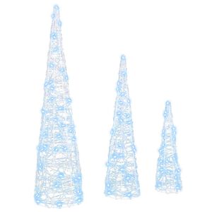 vidaXL Weihnachtsbaum 3 stk. 90 LEDs Kaltwei&szlig; 20 x 20 x 80 cm Acryl