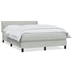 vidaXL Boxspringbett mit Matratze Hellgrau 160x210 cm Samt