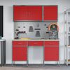 vidaXL Werkbank mit Schubladen 8 pcs Rot 150 x 55 x 200 cm Stahl