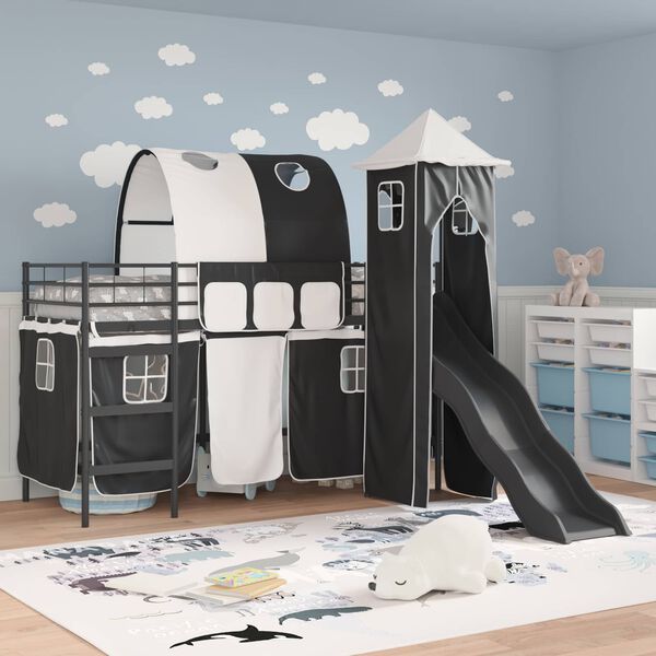 vidaXL Kinderloftbett Schwarz 100 x 190 cm Metall