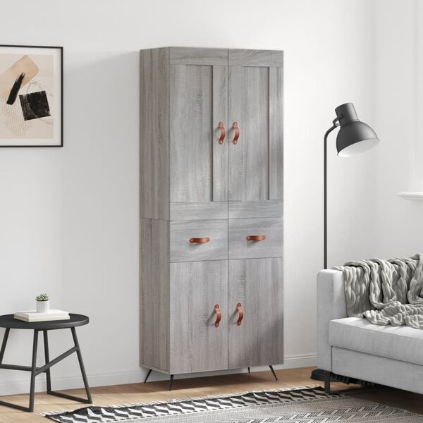 vidaXL Highboard Grau Sonoma 69,5x34x180 cm Holzwerkstoff