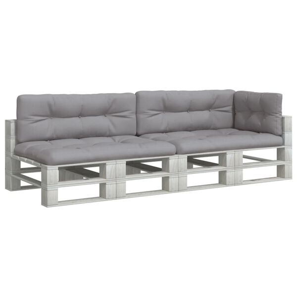 vidaXL Palettenkissen 5-tlg. Grau Stoff