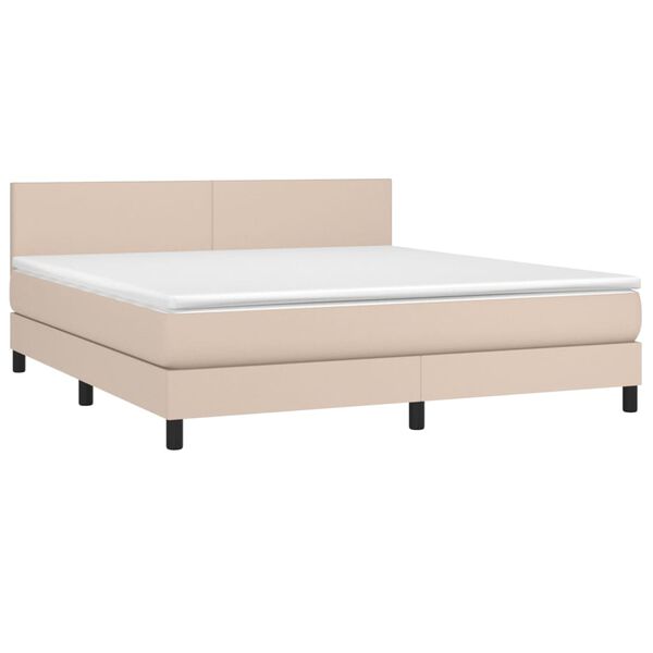 vidaXL Boxspringbett mit Matratze & LED Cappuccino-Braun 160x200cm