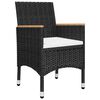 vidaXL 3-tlg. Bistro-Set Poly Rattan und Akazienholz Schwarz