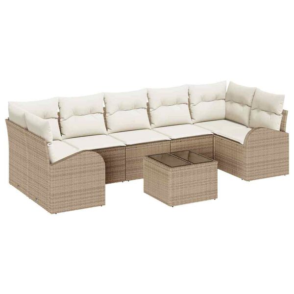 vidaXL Gartensofa-set Beige 55 x 55 x 37 cm Poly-Rattan