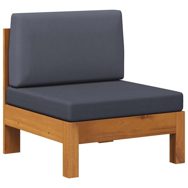 vidaXL Mittelsofa mit Dunkelgrauen Kissen Massivholz Akazie