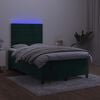 vidaXL Boxspringbett mit Matratze & LED Dunkelgr&uuml;n 120x190 cm Samt