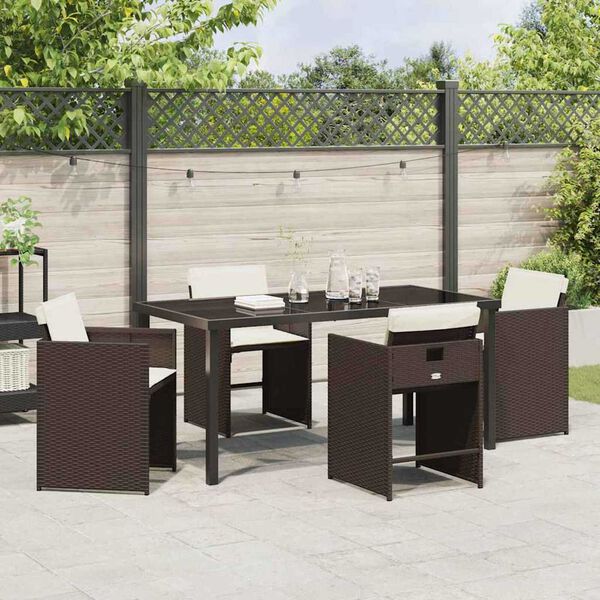 vidaXL Garten Essgruppe 5 pcs Braun Poly-Rattan