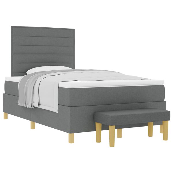 vidaXL Boxspringbett mit Matratze Dunkelgrau 120 x 190 cm Stoff