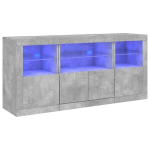 vidaXL Sideboard mit LED-Leuchten Betongrau 142,5x37x67 cm
