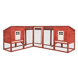 vidaXL Kaninchenstall mit Freilauf Rot und Wei&szlig; Tanne Massivholz