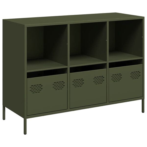 vidaXL Sideboard Olivgr&uuml;n 101,5x39x73,5 cm Kaltgewalzter Stahl