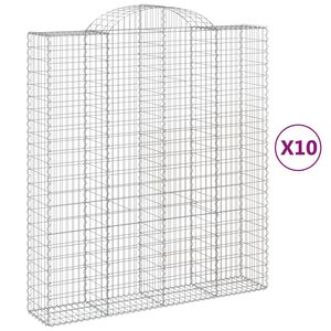 vidaXL Gabionen mit Hochbogen 10Stk. 200x50x220/240cm Verzinktes Eisen