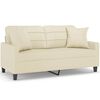 vidaXL 2-Sitzer-Sofa mit Zierkissen Creme 140 cm Kunstleder